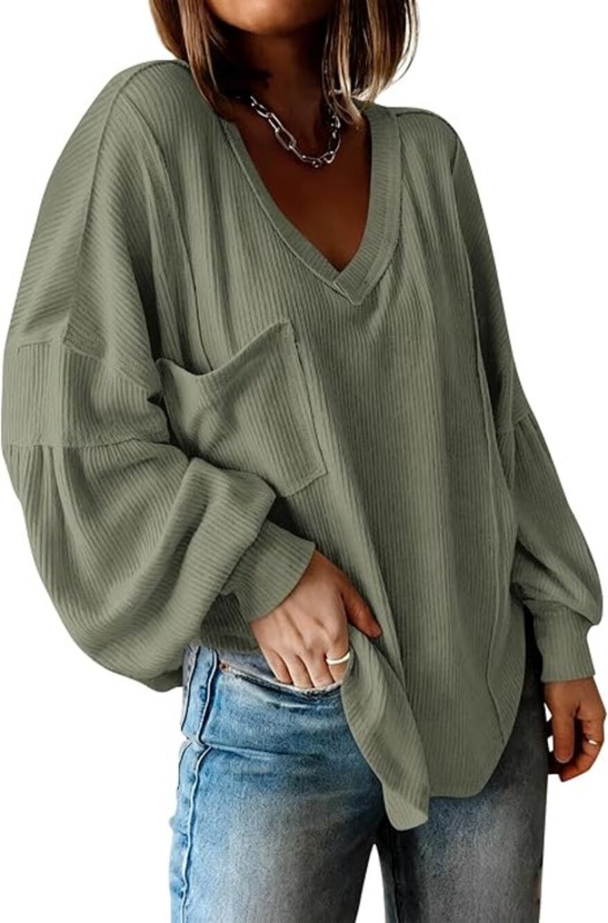 NWT BTFBM Bean Green Long Sleeve Ribbed Knit Pocket Shirt Women's Size Small